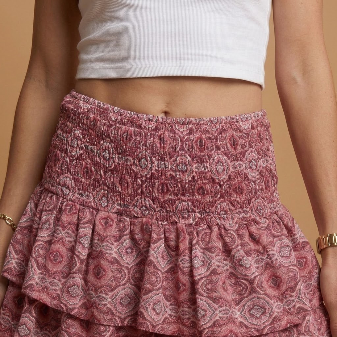 Summer skirt for women - trapeze style outfit with draped design and elastic waistband | vacation