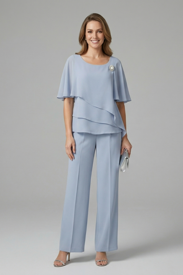 Women's tunic and pants set — fluid straight style without buttons | vacation