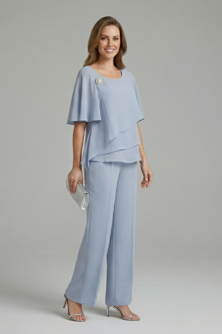 Women's tunic and pants set — fluid straight style without buttons | vacation