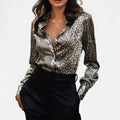 Ancient World | Women's Blouse in Printed Satin Snake – Bold Pattern, Timeless Elegance