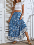 Flared skirt for women - mid-calf pleated bohemian style | festival